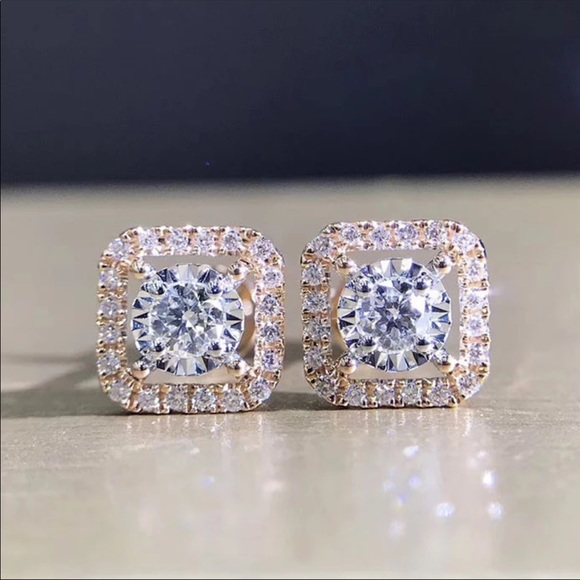 New Women’s Round Gems Diamond Earrings - Picture 4 of 10